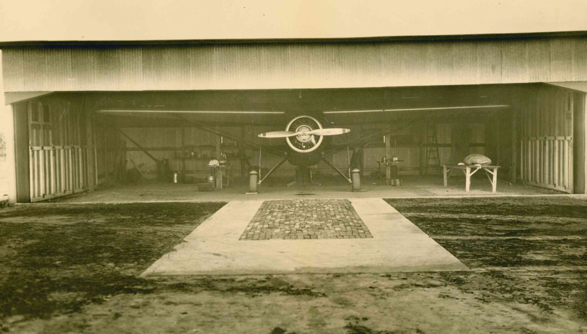 Airplane and hangar